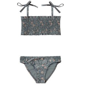 Rylee + Cru Smocked Bikini in Dark Floral